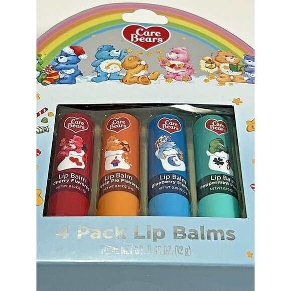 Taste Beauty CARE BEARS Set of‎ 4 Flavored Lip Balms Gift Box NEW Trending - Picture 2 of 4